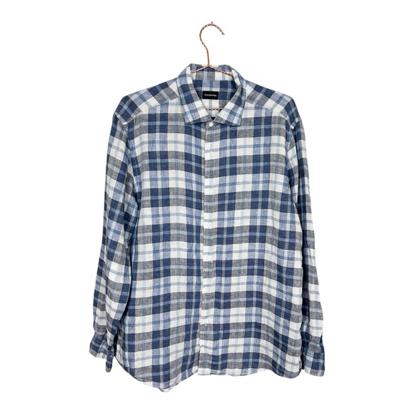 Ermenegildo Zegna Other - Ermenegildo Zegna Linen Blue Checkered Plaid Shirt